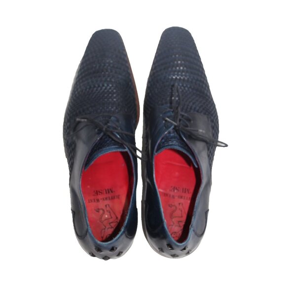 Jeffrey West Shoes Mens US 10 Muse Blue Leather Weave Almond Toe Spain VGC - Picture 4 of 14